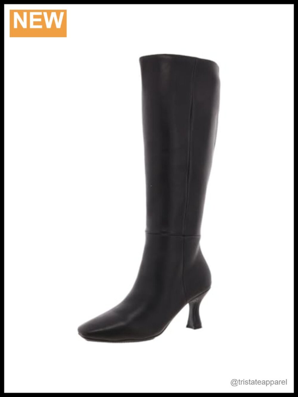 Anne Klein Knee High Boots Leather Pointed Toe Comma Heel Zip Closure